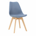Moderner Esszimmerstuhl im 4er Set mit Massivholzbeinen und Abnehmbarem Kissen, Blau