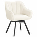 Yaheetech 2er Set Esszimmerstühle 360° Drehbar, Samt, mit Armlehnen und Metallbeinen, Modern für Küche, Esszimmer, Wohnzimmer, Beige