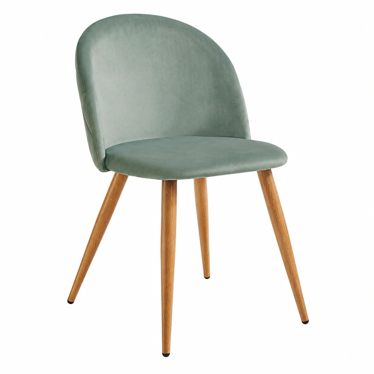 6er Set Samt Esszimmerstühle Grün, Skandinavisches Design, Bequeme Polsterstühle mit Holzoptik