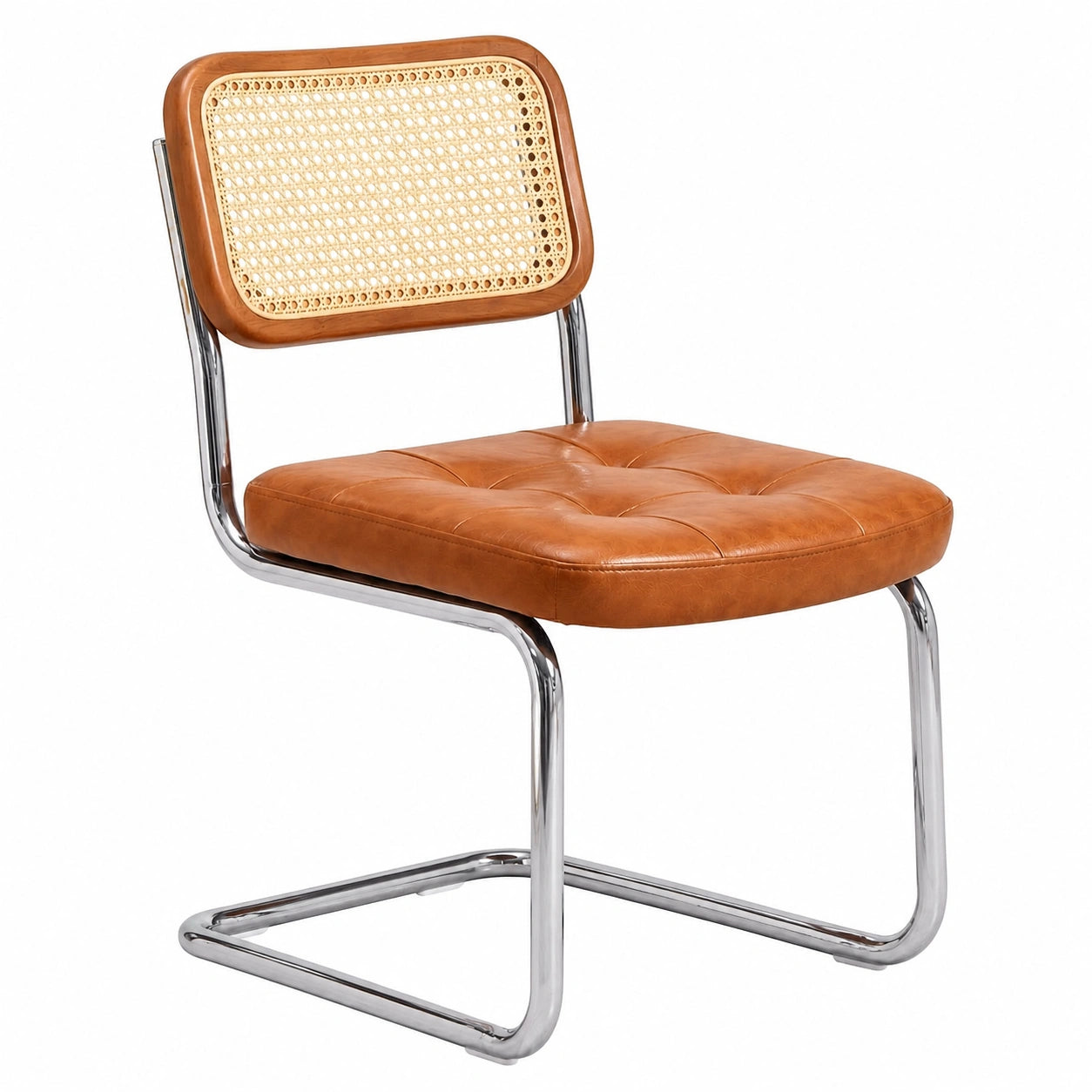 Moderner Rattan Schwingstuhl mit Polster und Rückenlehne, Esszimmer- und Küchenstuhl, bis 130 kg, Braun