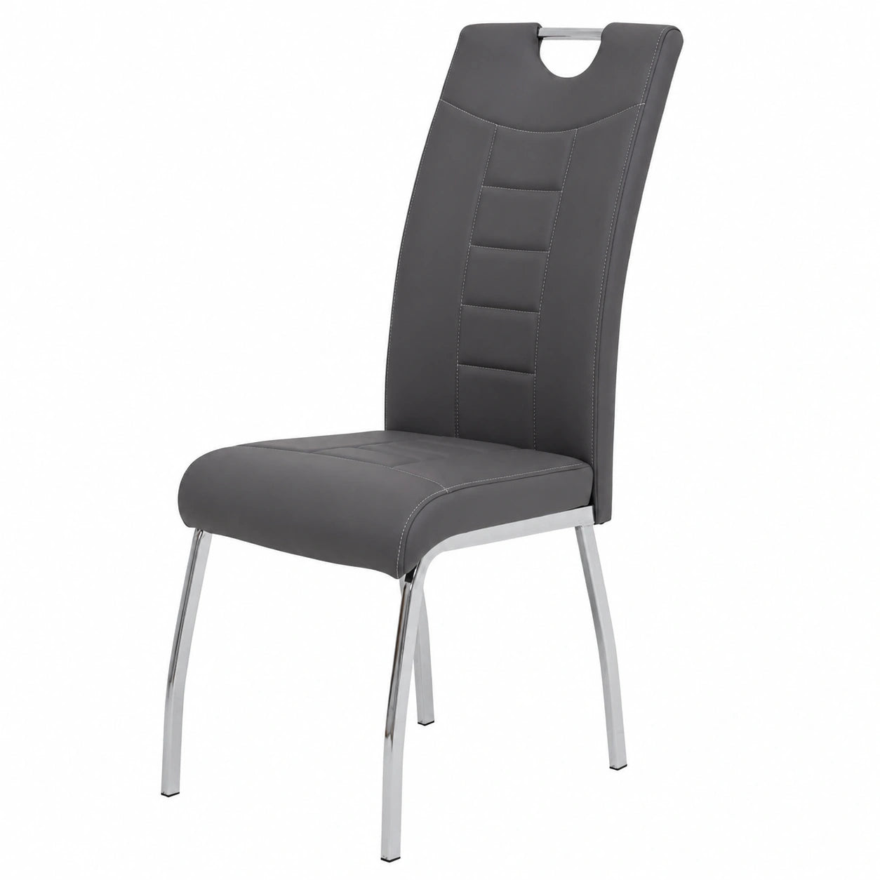 Esszimmerstühle Set Andrea, 4er Pack, Kunstleder Grau, Chromgestell, 100x43x64 cm