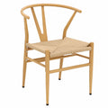 GIANTEX Esszimmerstühle 2er Set, stapelbar mit Rattansitz und Rückenlehne, belastbar bis 150 kg, mit Metallbeinen, ideal für Küche und Wohnzimmer
