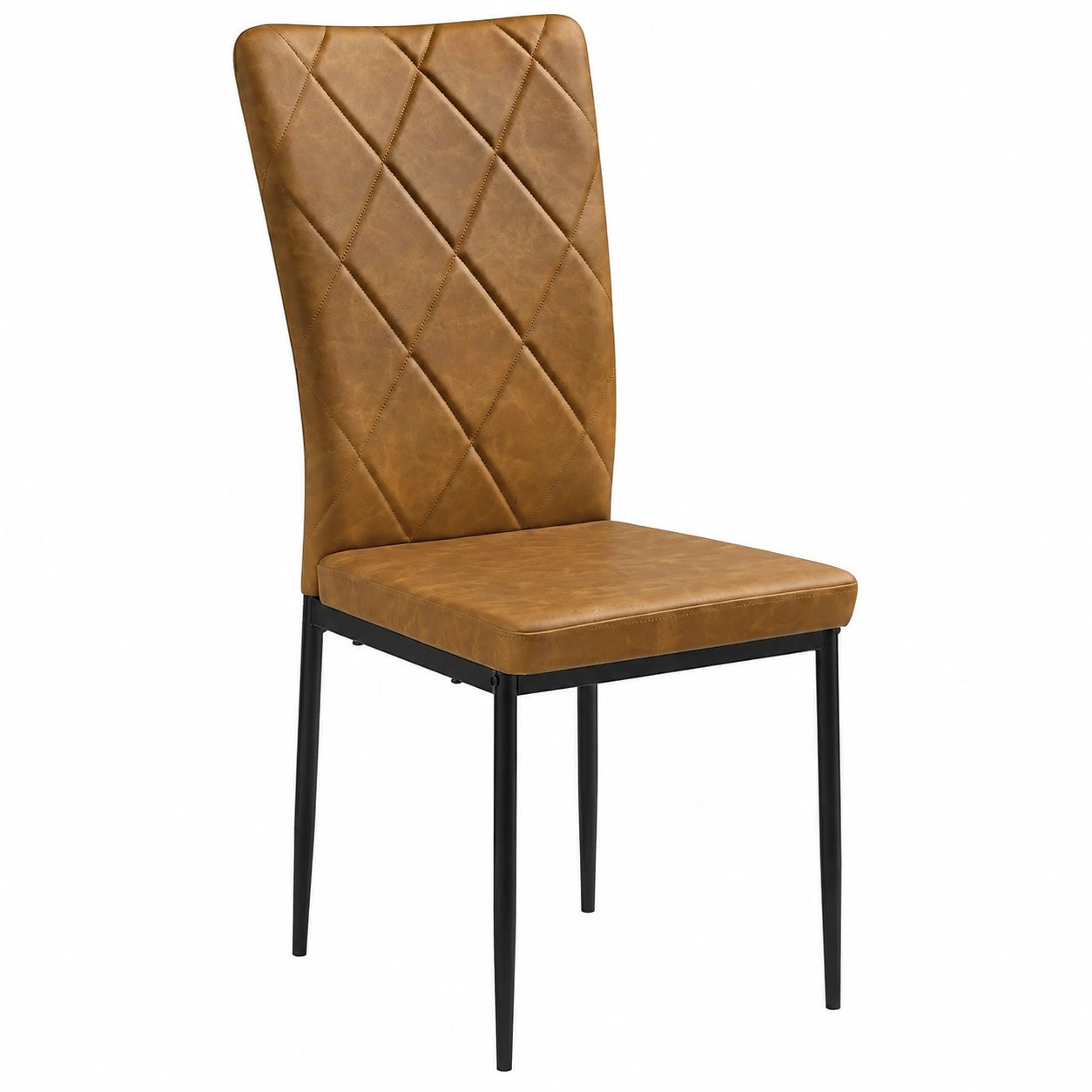 WOLTU 4er Set Esszimmerstühle, Kunstleder, hohe Rückenlehne, Metallbeine, bis 150 kg, Braun