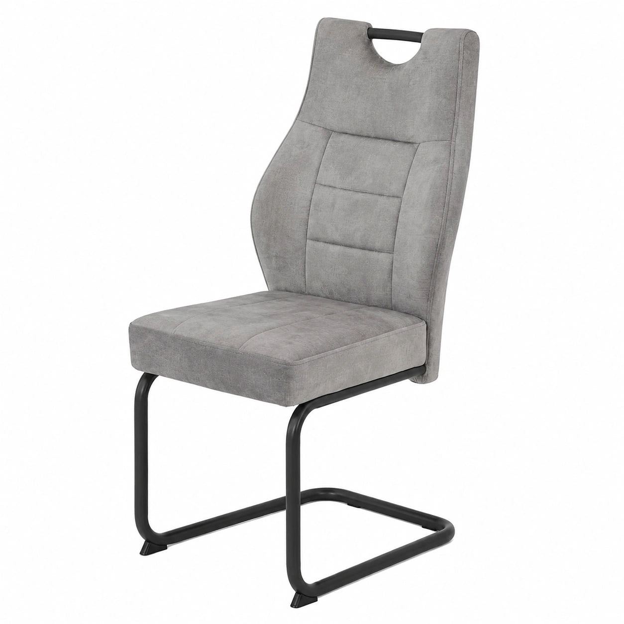 Hela Esszimmerstuhl-Set Linda, 2 Stück, Schwingstuhl aus Mikrofaser in Silber, graues Rundrohrgestell, Komfortsitz mit Federkern, bis 140kg belastbar