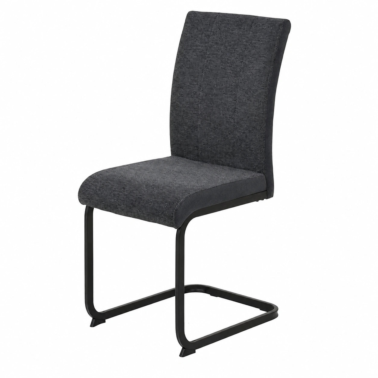 Esszimmerstühle Set: 2er Schwingstuhl Linn, Anthrazit Webstoff und Mikrofaser, Schwarz Gestell, 140kg Traglast