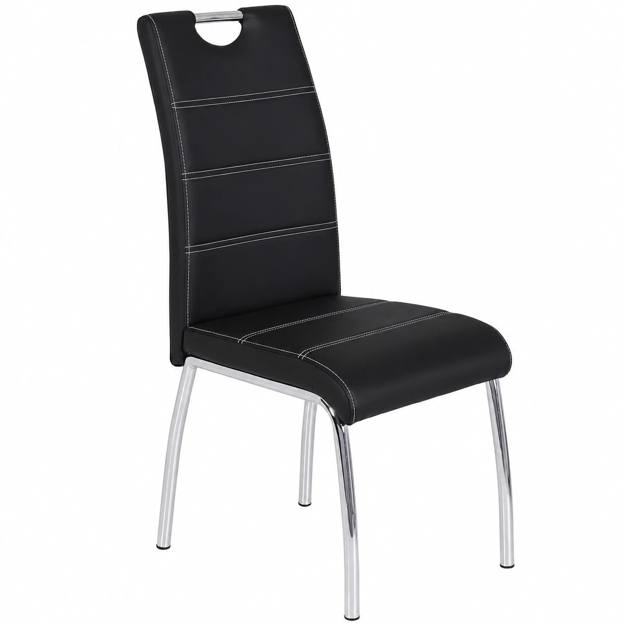 Esszimmerstuhl Susi, Kunstleder Schwarz, Chromgestell, 120kg Tragkraft