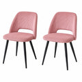Rosa Cord-Esszimmerstühle im 2er-Set mit Polsterung und Hohldesign, Vielseitig für Esszimmer und Wohnzimmer