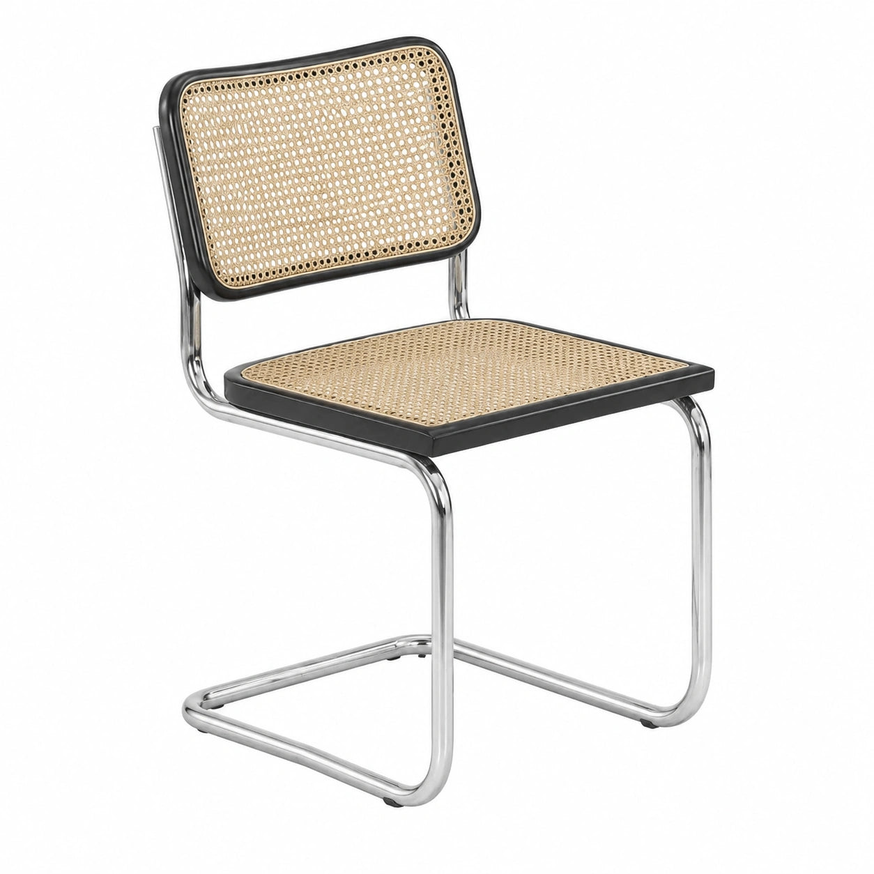 Italienische Handgefertigte Freischwinger Stühle im Wiener Geflecht, 2er Set Schwarz – Exklusive Rattan-Optik, 30 Tage risikofrei