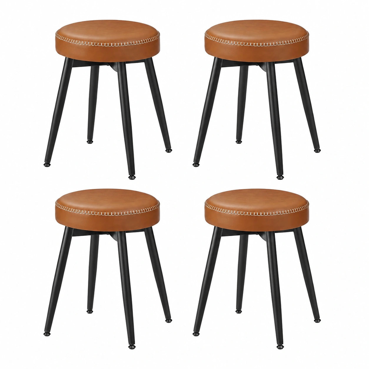 VASAGLE Esszimmerstühle 4er Set, Kunstleder, Mid-Century-Stil, 48,2 cm, einfacher Aufbau, karamellbraun