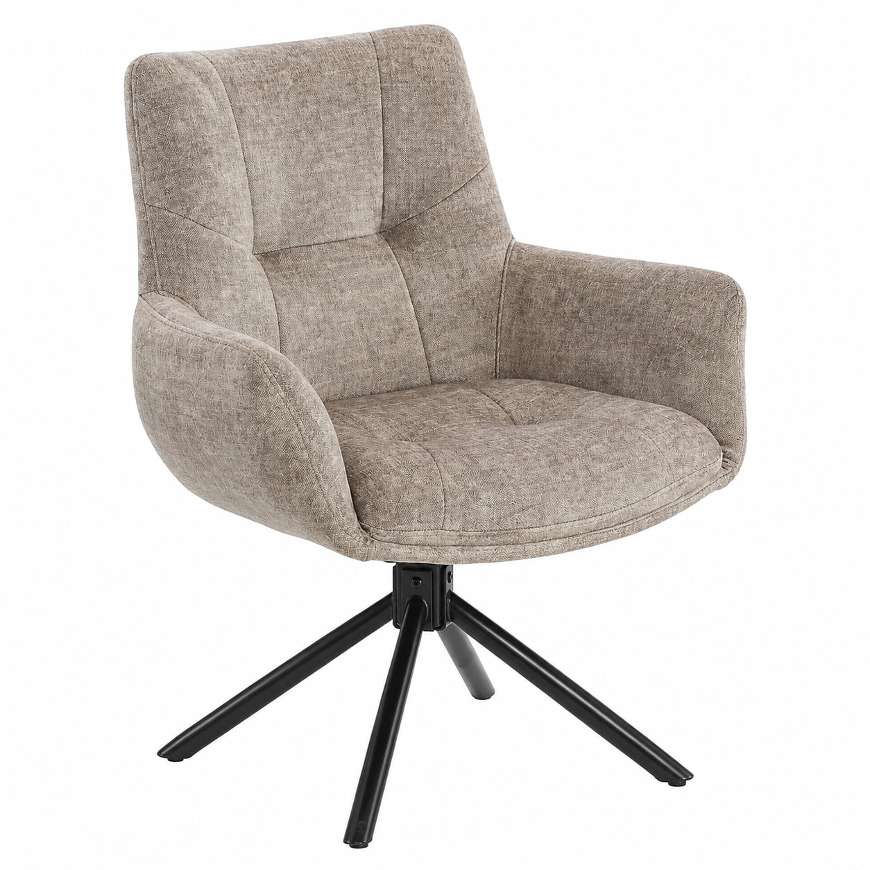 Drehstuhl Signature aus Samt in Taupe - 360° Funktion und Federkern