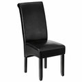 tectake® 4er-Set Esszimmerstühle aus Kunstleder, ergonomisch, hohe Rückenlehne, ideal für Esszimmer, Küche oder Wohnzimmer - Schwarz
