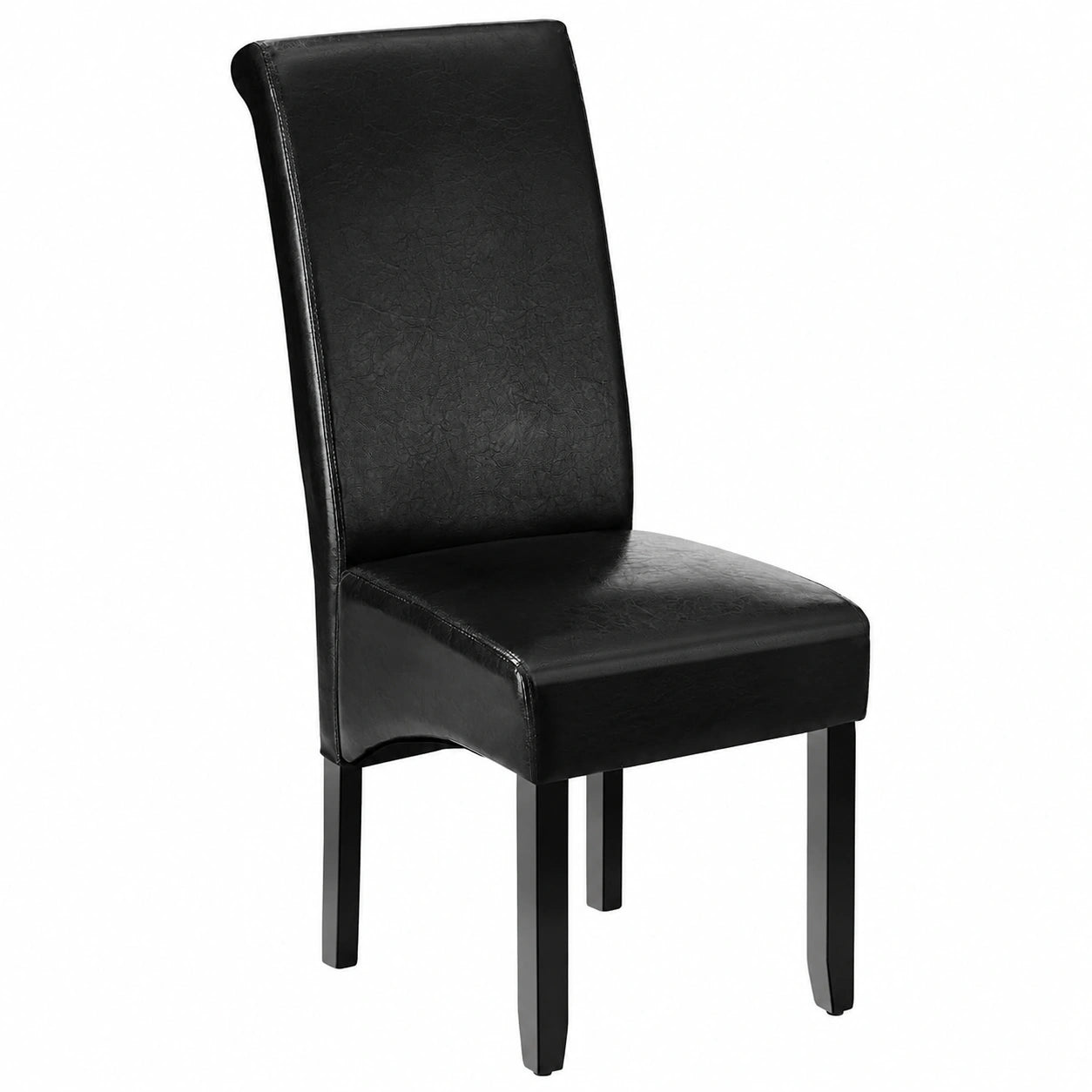 tectake® 4er-Set Esszimmerstühle aus Kunstleder, ergonomisch, hohe Rückenlehne, ideal für Esszimmer, Küche oder Wohnzimmer - Schwarz