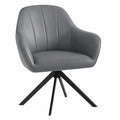 Hawthyhome 6er Set Drehbare Esszimmerstühle mit Armlehne, Grau PU-Leder, Polster mit 5 cm Kissen, Metallbeine, Modern für Wohnzimmer, Büro