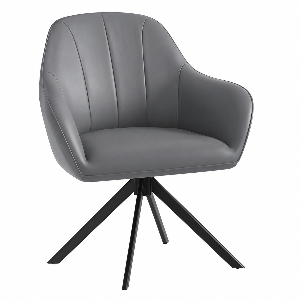 Hawthyhome 6er Set Drehbare Esszimmerstühle mit Armlehne, Grau PU-Leder, Polster mit 5 cm Kissen, Metallbeine, Modern für Wohnzimmer, Büro