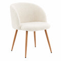 NORDICANA 6er Set Esszimmerstühle in Beige mit Metallbeinen, Teddy-Design für Esszimmer und Wohnzimmer