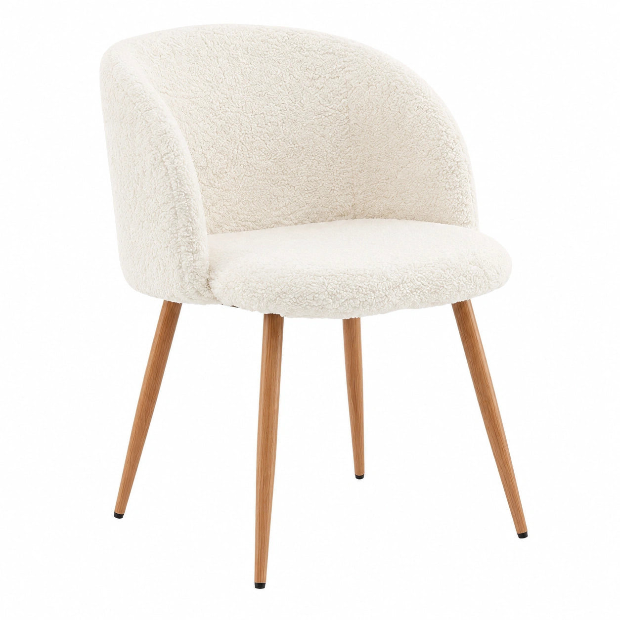 NORDICANA 6er Set Esszimmerstühle in Beige mit Metallbeinen, Teddy-Design für Esszimmer und Wohnzimmer