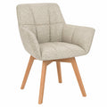 6er Set Samt-Drehstühle mit Holzbeinen und Armlehnen, 360° drehbar, für Esszimmer, Wohnzimmer, Küche und Schlafzimmer in Khaki