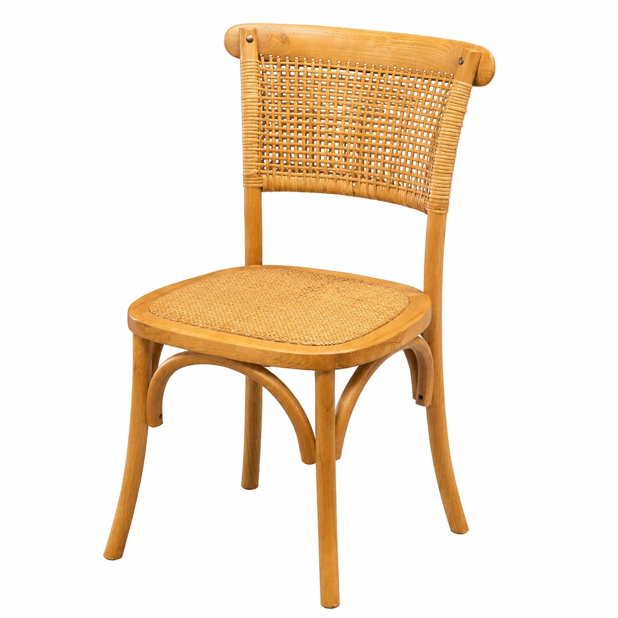 Vintage Esszimmerstühle aus Holz und Rattan im Landhausstil - Retro Bistrot Küchenmöbel
