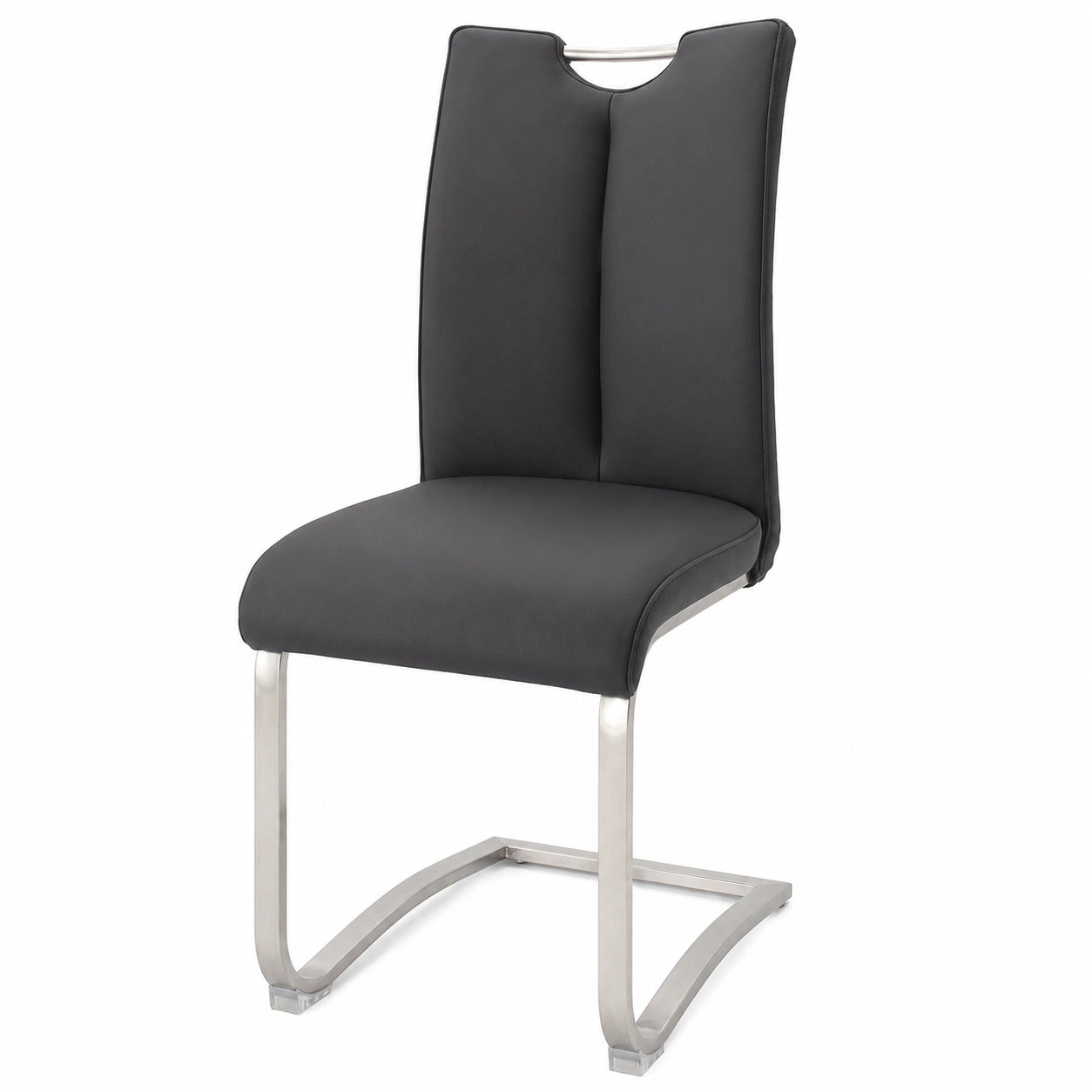 Robas Lund Esszimmerstühle 2er Set Schwarz, Echtleder Freischwinger, Belastbar bis 140 kg