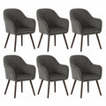 WOLTU Samt-Esszimmerstühle im 6er Set, gepolstert mit Armlehnen und Massivholzbeinen, ideal für Wohnzimmer, Küche und Schlafzimmer, dunkelgrau