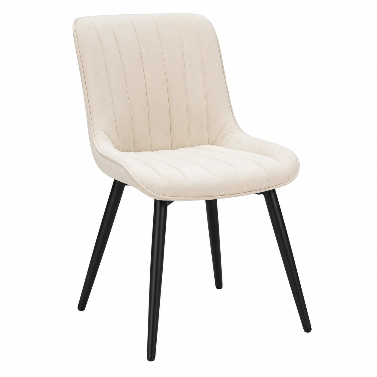 Esszimmerstühle 4er Set, Samtbezug, 7 cm gepolstert, Metallbeine, Beige