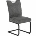 JIEXI 6er Set Freischwinger Esszimmerstühle – Bequeme Polsterstühle mit extra dickem Sitzkissen, grauer Stoffbezug und gesteppte Rückenlehne, stabile Metallkufen, bis 113 kg belastbar (Dunkelgrau)