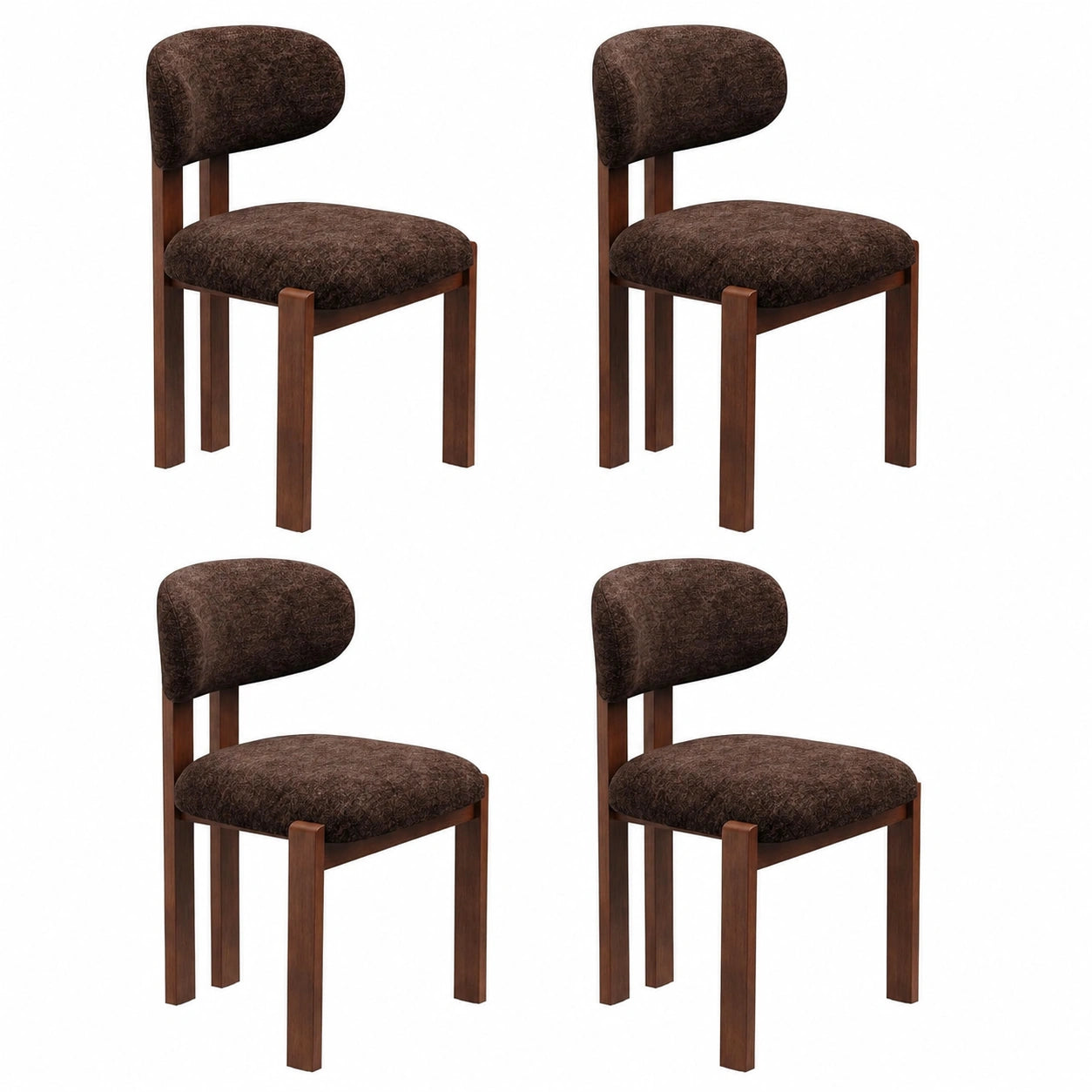 MALOL 6er Set Esszimmerstühle, Dunkelbraune Polsterstühle mit Holzbeinen, Moderner Stoff und Stabiler Rückenlehne, Ideal für Esszimmer, Küche und Restaurant